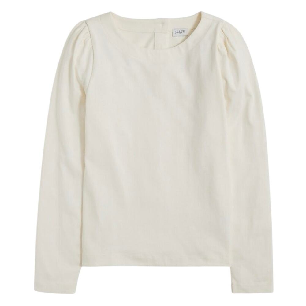 J.Crew Puff-Sleeve Gold Button Back Striped Top Ivory Size Small NWT